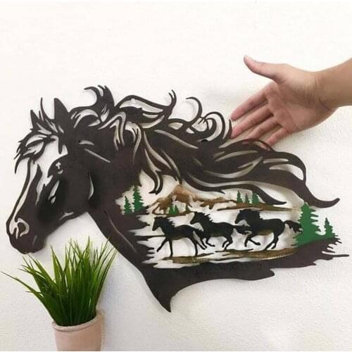 Unique Horse Shadow Home Decor Hollow Metal Steed Headgear Art Wall Deco Showpiece Home Decoration