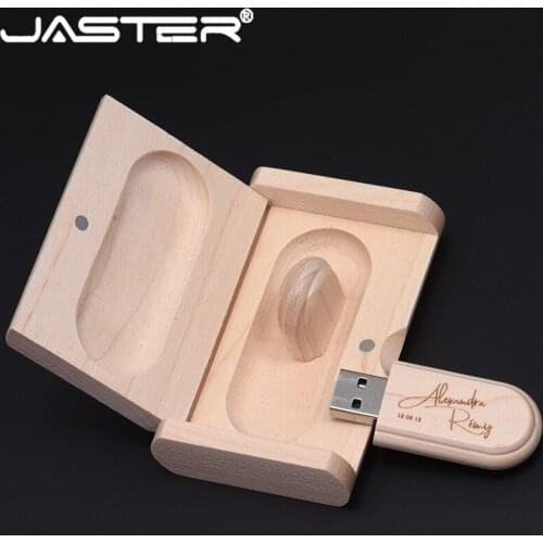 JASTER (free custom logo) customer LOGO laser engraving wooden+Box pendrive 8GB 16GB 32GB 64GB USB Flash Drive photography gift