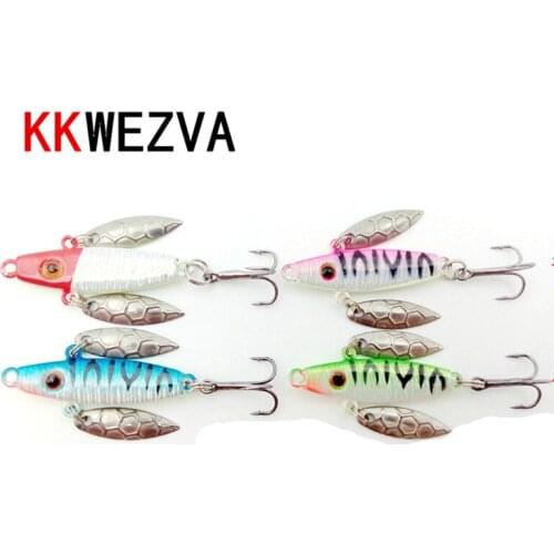 KKWEZVA Fishing Lure 4pcs/lot 7G 5CM Fishing Wobblers 4Colors Sea Winter Metal Spoon Artificial Fishing Bait Peche