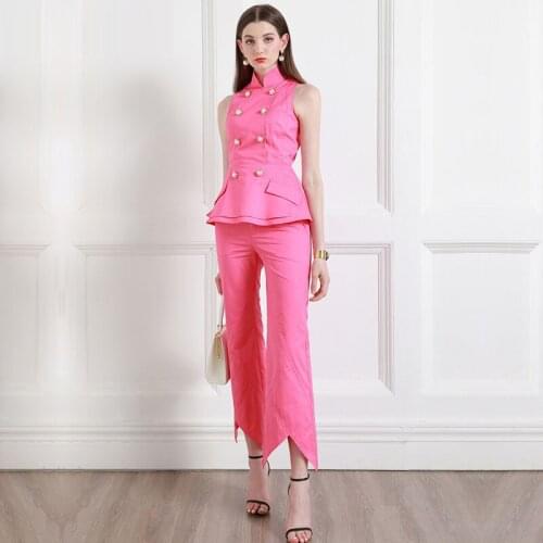 High End Celebrity Suit Temperament Fashion Two Piece Suit With Improved Cheongsam Collar