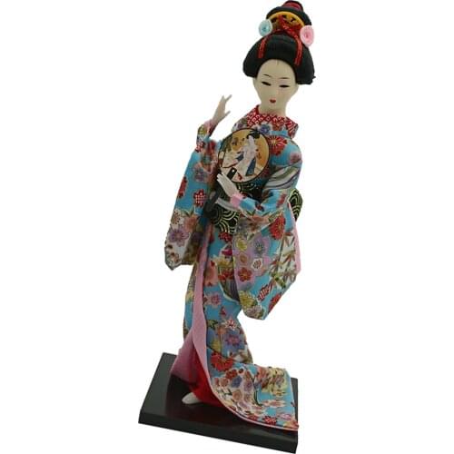12inch Japanese Kimono Geisha Dolls Kokeshi Crafts Decoration Floral Clothes