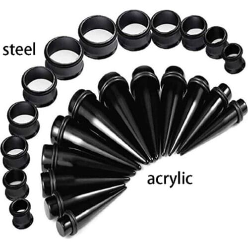 36PCS/Lot New Arrival Ear Plugs Tunnels stainless steel Body Jewelry Acrylic grow in dark Fashion Piercing Ear plug Expenders