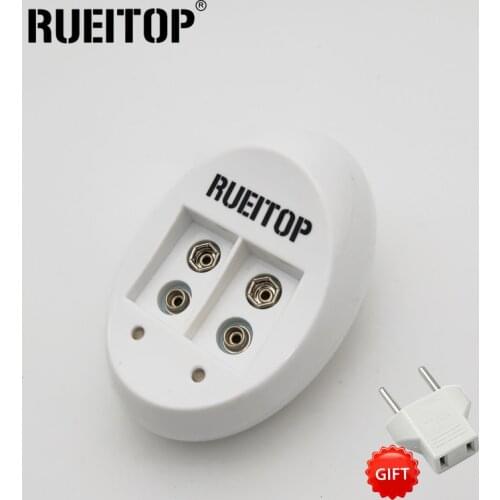 RUEITOP(VerveGuud) Mini Dual Battery Charger For 9V 6F22 Lithium Ni-MH Ni-CD Li-ion Battery EU / US Plug Cargador Portatil