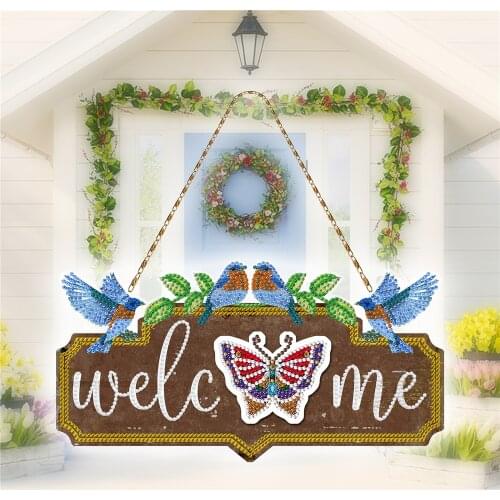 Iron Sheet Diamond Painting Door and Window Decorative Painting with Replacement Magnet Door Welcome Sign