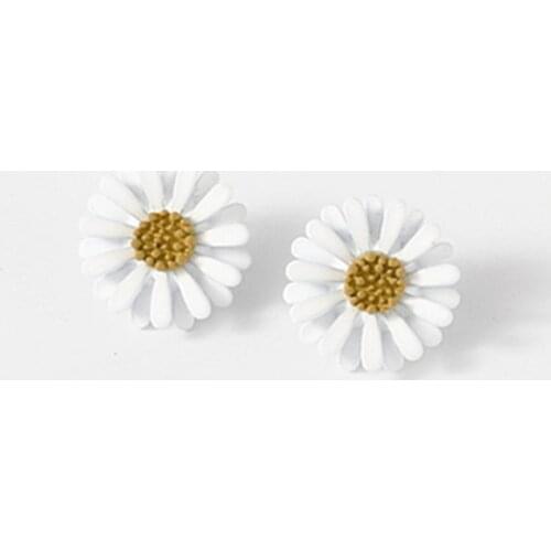 2021 Hot Sale Silver Plated Sun Flower Earrings for Girls Cute Small Daisy Stud Earrings Women Fashion Jewelry Wholesale Gifts