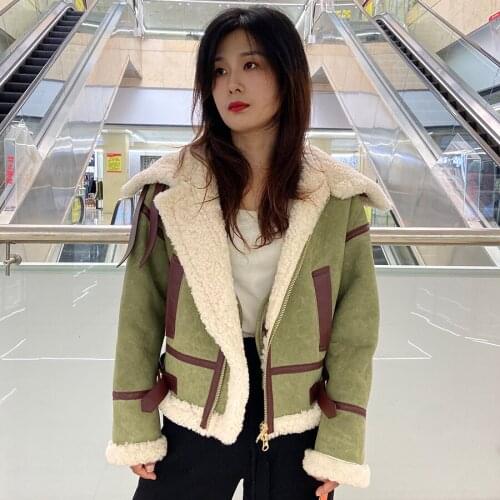 Merino Sheep Fur Coat Women Real Fur Jacket Winter Fashion Cropped Outwear Natural Lamb Fur Liner Free Shipping