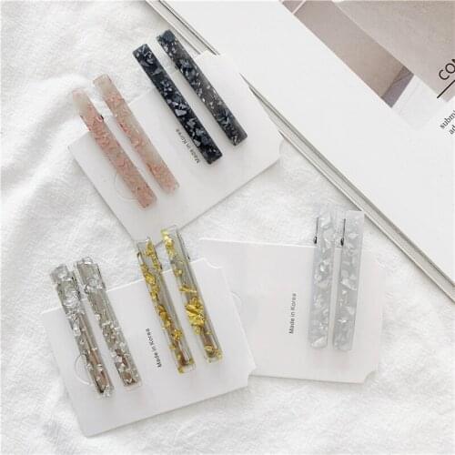 1Pair=2PCS Chic Korea Style Geometric Acrylic Hair Clips Shiny Tin Foil Sequins Hairpins Women Girls Barrettes Hair Accessories