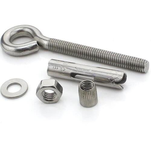 1PCS-M10*60 304 Stainless Steel Sheep Eye Pull Screw / Belt Expansion Hook / Hanging Hook / Swing Hook