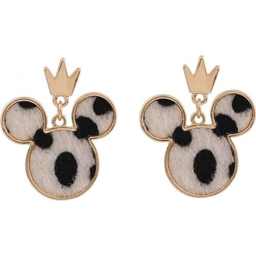 10 pair /lot jewelry fashion jewelry metal leopard pattern velvet crown mouse earring