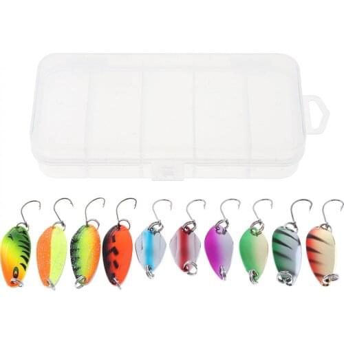 10pcs/lot Colorful 4.5g 3g 2g Metal Spoon Lure Spinner Bait Hard Sequins with Box