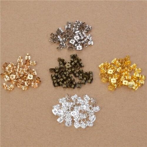 100pcs Metal Earring Backs Bullet Stoppers Earnuts Stud Earring Plugs Gold Silver Findings DIY Jewerly Components