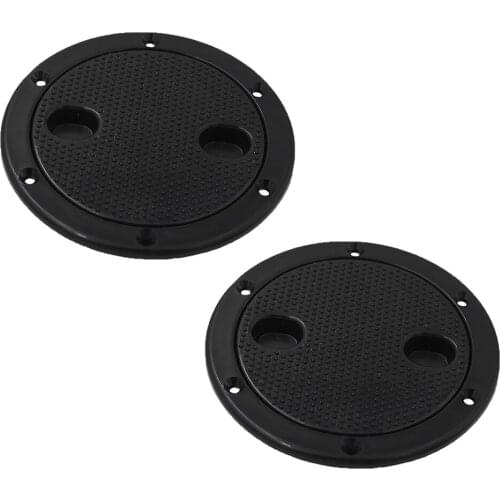 2 Pcs 6 Inch Deck Plate Waterproof Inspection Hatch Cover Lid Screw Type For Kayak Boat Fishing Rigging Black