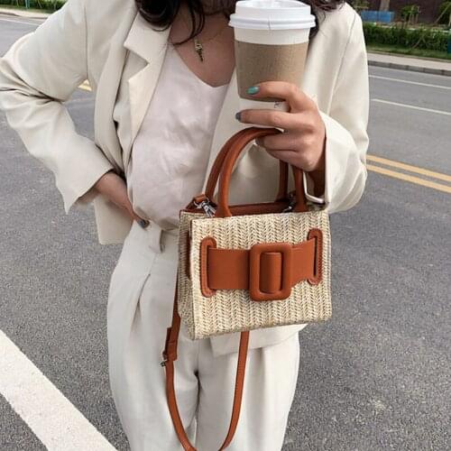 2022 Summer Fashion Simple Beach Crossbody Shoulder Bags Female Beach Handbags Travel Lady Totes Small Straw Bags For Women