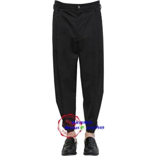 27-44 2020 New Spring And Summer Men Casual Harem Pants Belted Button Shut Pants Three-dimensional Taper Ankle Length Trousers