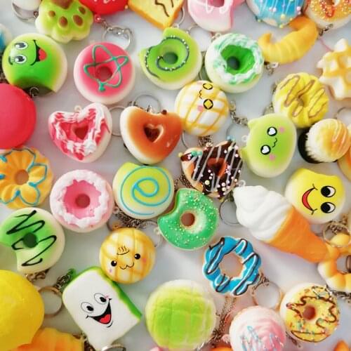 4/6/8pcs Squeeze Toys Mini Soft Extrusion Bread Toys Keyring Rising Decompression Squishy Slow Rising For Kids