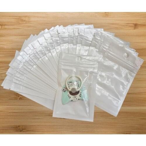 500pcs/lot(7.5*12cm) Resealable Plastic Clear White Retail Zipper Packing Bags Hang Hole Zip Lock Storage Package Bags Gift Bag