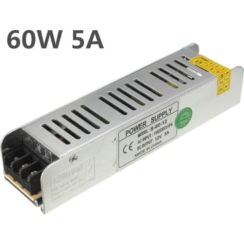 60W DC 12V 5A Small Volume Single Output Switching Power Supply LED Strip Light Display Power Supply Mini Power AC85-265V