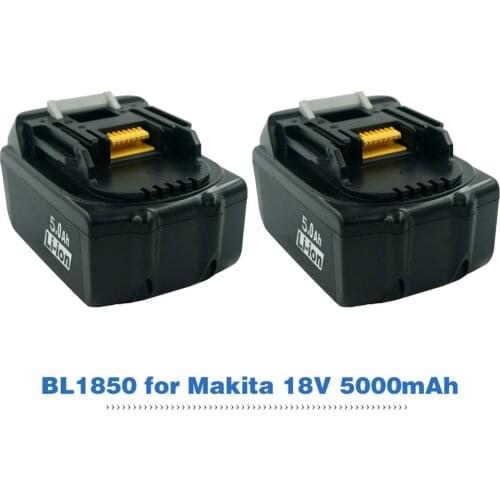 2 Pack Rechargeable Replacement 5000mah 18V Lithium Cordless Power tools battery For Makita LXT BL1850 BL1840 BL1830 194204-5