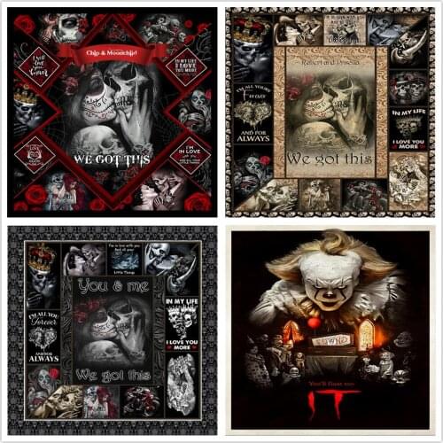 Horror Halloween Decor Large Carpet Creativity 3D Terror Skull Printed Halloween Party Area Rug Water Absorbing Home Kitchen Mat