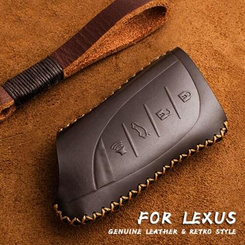Genuine Leather Car Remote Car Key Case Shell For Lexus ES300h ES350 ES200 ES260 LS350 LS500h 2018 2019 2020 Fob Key Car-Styling