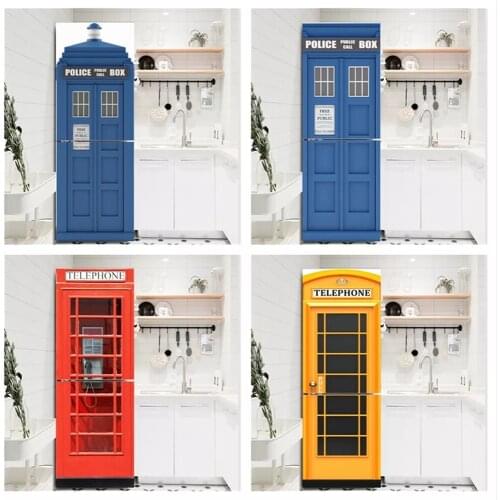 Door Sticker Self Adhesive DIY Renovation Mural Waterproof Print Art Telephone Picture New Home Fridge Decor Bedroom Renovation