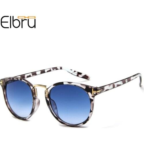 Elbru T-shaped Frame Sunglasses Vintage Round Leopard Sun Glasses Colorful Eyewear For Women Fashion Sunshades For Men Driving