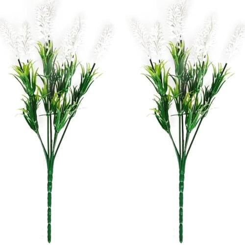 2Pcs Artificial Lavender Flower Plastic Artificial Flower Faux Lavender Plant Fake Plant For Home Decor Grain Decorative
