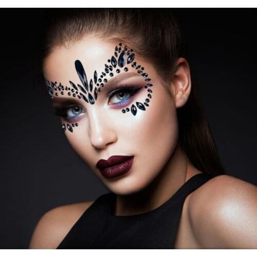 Carnival Party Tattoo Sticker Super Shiny Forehead Sticker DIY Face Decoration Face Gems Rhinestone Temporary Tattoo Sticker 1PC