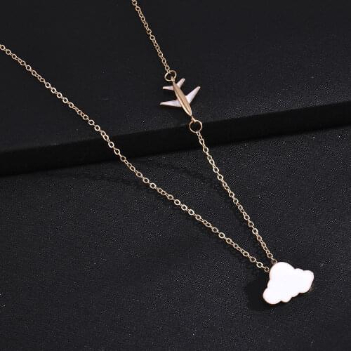Korean Fashion Small Fresh Cloud Necklace Female Creative Short Style Aircraft Clavicle Chain Simple Cartoon Necklace Popular