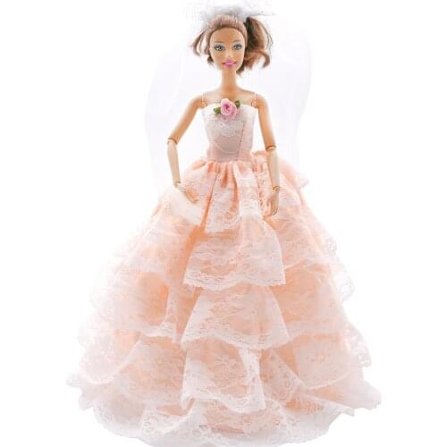 Fairy Girl Dolls Toy White Wedding Princess Party Elegant Dresses Outfit Clothes With Head Veil Doll Accessories Toys