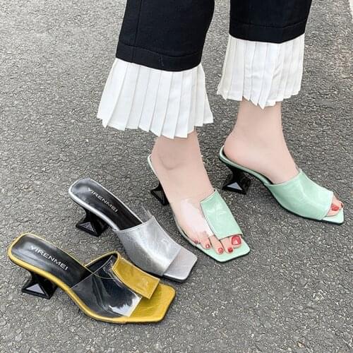 Summer New Transparent Sexy Fashion All-Match Open Toe Color Matching Elegant High-Heeled Ladies Slippers