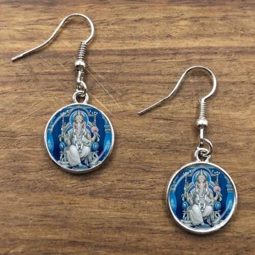 Lord Ganesh Ganesha Earrings God of Fortune Pendant Hindu Elephant Earrings Buddha Meditation Spiritual Jewelry Earrings