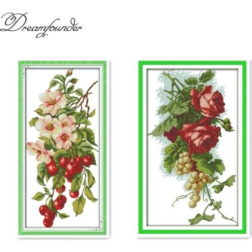 Grapes and roses Counted canvas DMC color 18CT 14CT Cross Stitch kit needlework Set DIY embroidery Flowers Garden Scenery plus