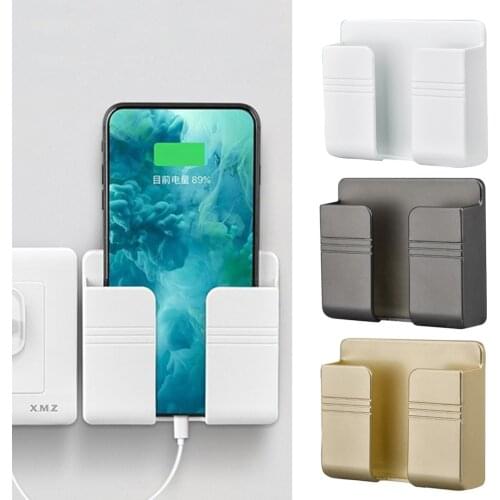 Wall Mounted Organizer Storage Box Remote Control Mounted Mobile Phone Plug Wall Holder Charging Multifunction Holder Stand Hot