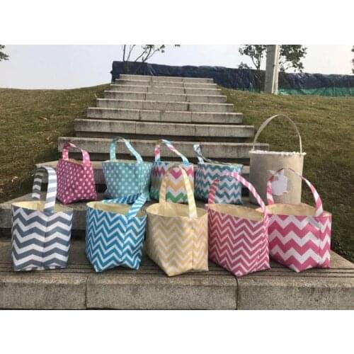 2018 New chevron Easter Baskets Classic Design Chevron Collection Totes Buckets for Easter Holiday Free shipping SN1553