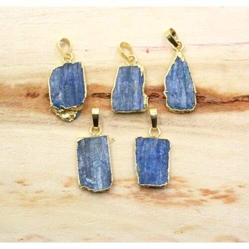 Natural Gold-Plated Crystal Quartz Pendant blue Tourmaline pendants Fashion Freeform charm for necklace jewelry making