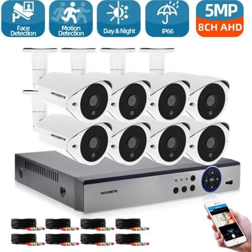 H.265 5MP Security Camera System 8CH AHD DVR Kit 4/8PCS 5.0MP HD Indoor Outdoor CCTV Camera P2P Video Surveillance System Set
