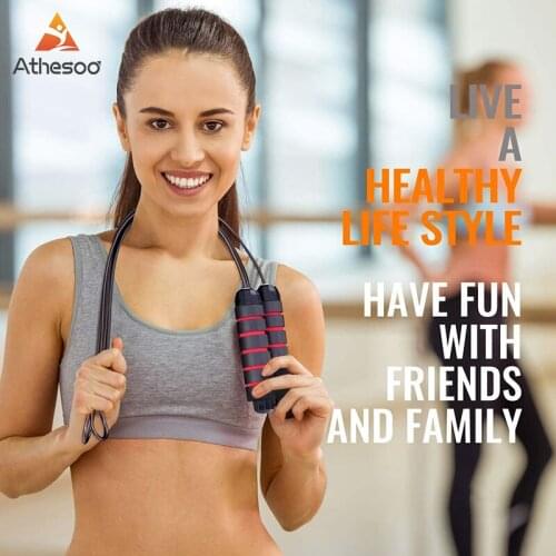 Athesoo Skipping Ropes Jump Rope Tangle-Free Rapid Speed Jumping Rope Cable with Ball Bearings Steel Gym Fitness Home Exercise