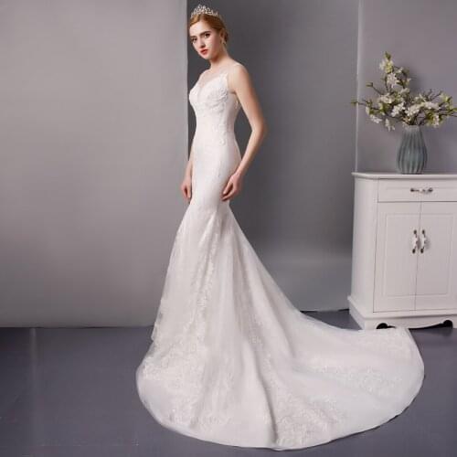 SL-6081 Luxury Mermaid Wedding Dresses Lace Bridal Gowns Beads Wedding Dress Mermaid vestidos eleganvestido de noiva sereia jurk