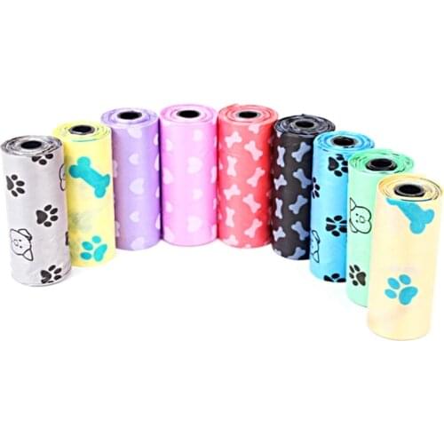 Color Random Garbage Bag Home Wider 1Roll Degradable Pet Dog Waste Poop Bag With Printing Doggy Bag