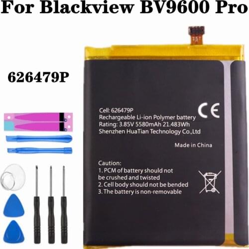 BV9600 Pro Replacement Battery For Blackview BV9600 Pro Phone Battery 626479P 5580mAh High Capacity Batteries + Tools