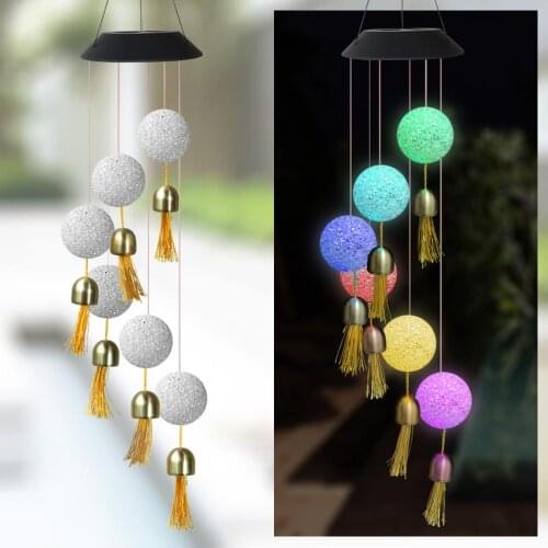 LED Solar Wind Chime Crystal Ball Hummingbird Wind Chime Light Color Changing Waterproof Hanging Solar Light For Home Garden