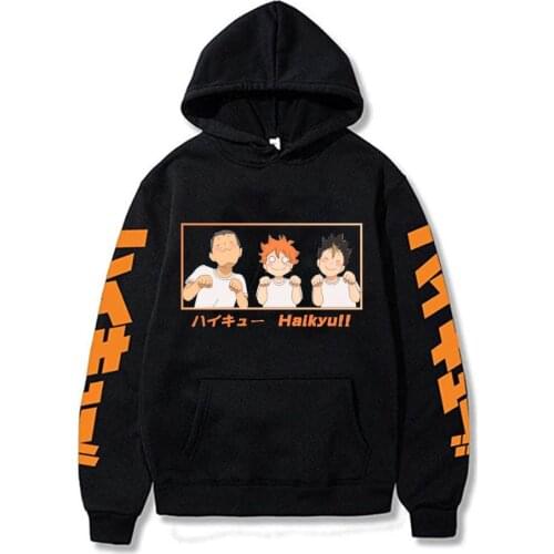 Anime Haikyuu Print Hoodies Harajuku Cute Shoyo Hinata Hasashi Kinoshita Ryunosuke Tanaka Casual Pullovers Men Women Unisex Tops
