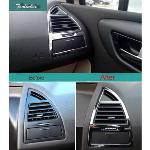 Tonlinker 2 Pcs Car Styling ABS Dashboard beside air vent light Cover Case Stickers For Citroen C4 classic 2012-16 Accessories