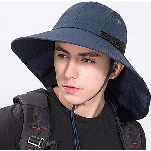 Outdoor Sports Hiking Fishing Hat Sun UV Protection Neck Face Flap Cap Wide Brim Lightweight Sun Hat Sportswear With Chin Strap