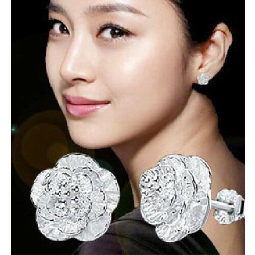 Rose Classic Silver Color Stud Earring Romantic Individuality Party Popularity Earrings for Women Jewelry Accessories Earring
