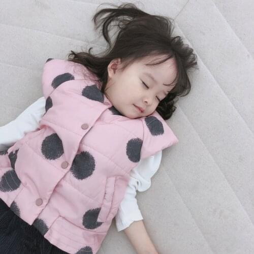 Baby Girl Vests Autumn Winter New Down Cotton Waistcoat Baby Girl Winter Clothes Fashion Dot Toddler Girls Vest Jackets for Kids