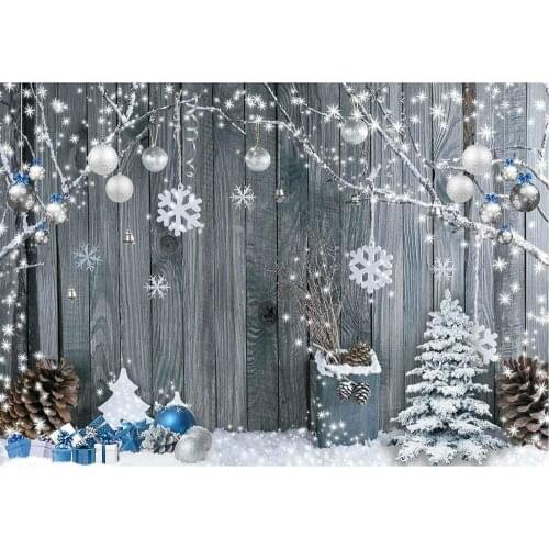 Winter Christmas Backdrops Photography Santa Gifts Wood Background Snowflake Xmas Tree Party Decoration Photo Booth Studio Prop