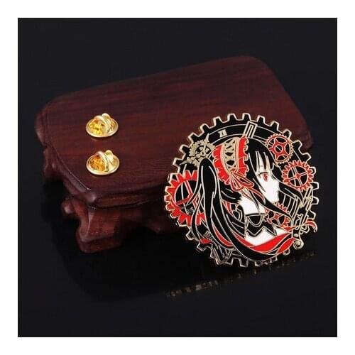 Anime DATE A LIVE Tokisaki Kurumi Badge Souvenir Button Brooch Pin Medal Decor Metal Cosplay Accessories Cartoon Christmas Gift