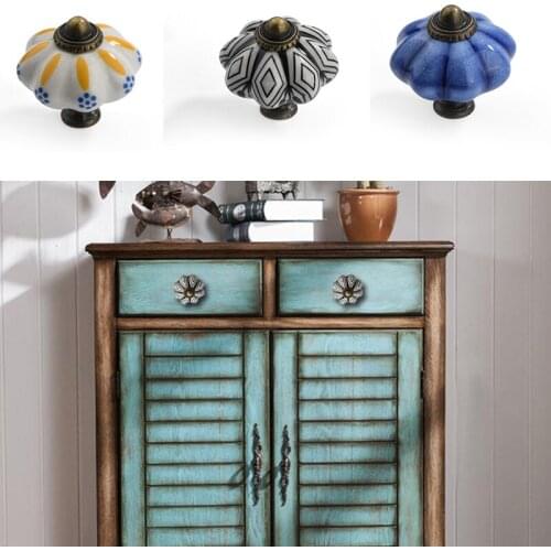 1PC Ceramics Door Drawer Crystal Knob Elegant Cabinet Handle Pull Cupboard Knobs for Kitchen Office Bathroom Cabinet